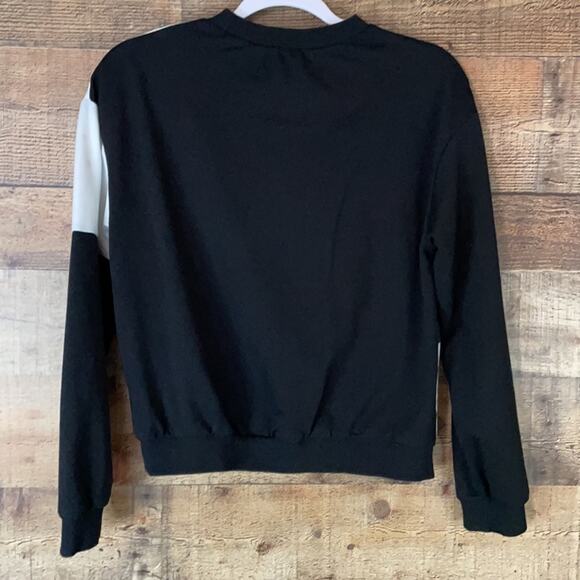 SHEIN Cut and Sew Sweatshirt Faux Fur Black Red Colorblock Size Small - Picture 6 of 9